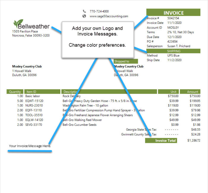 Sage 50 Simple Invoice Customizable