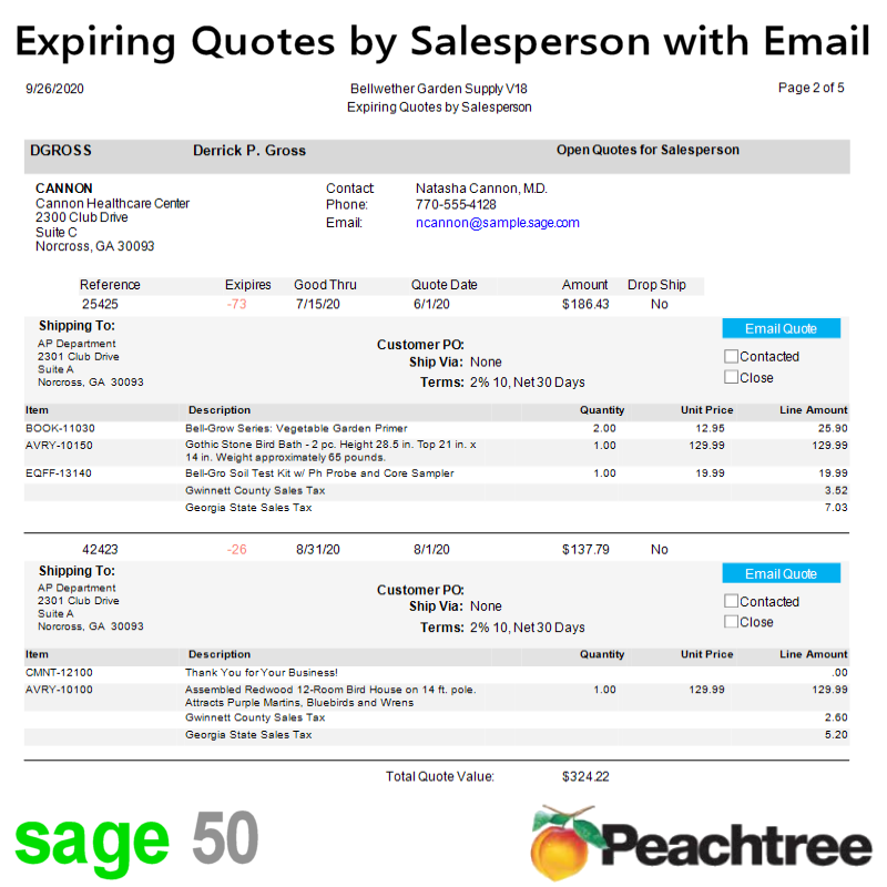 Expiring Quotes by Salesperson Report with Email