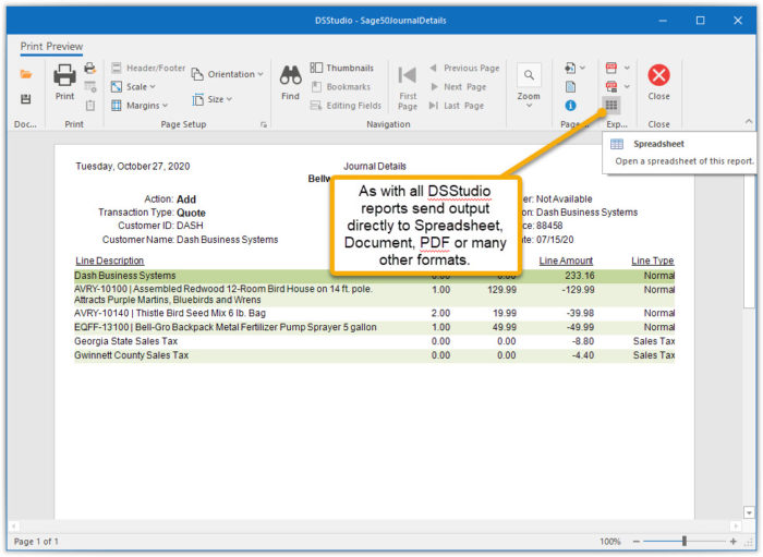 Sage 50 Audit Trail Report with Transaction Details Send Directly to Spreadsheet