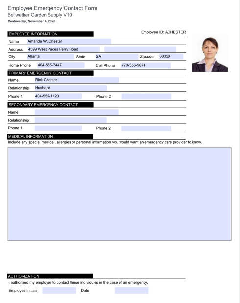 Sage 50 Employee Emergency Contact Form